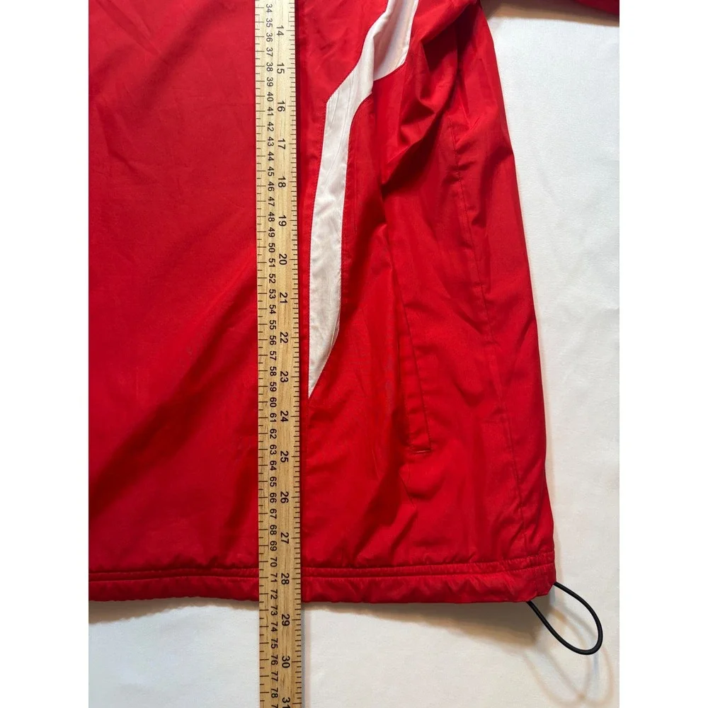 Under Armour Windbreaker Pullover Mens LG‎ Red White V-Neck Mesh Lined Jacket